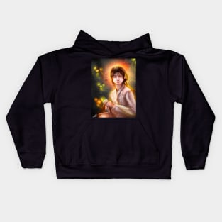 Chica llameante Portrait Design Kids Hoodie